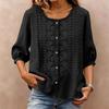Womens 34 Sleeve Button Down Blouse with Embroidered Floral Pattern Loose Fit Casual Top for Everyday Wear