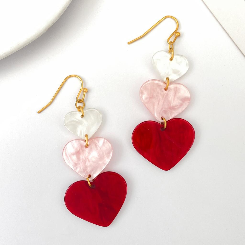 Valentines Day Earrings for Women Girl Korean Y2K Cool Big Rose Color Simple Elegant Jewelry Daughter Mom Birthday Gift