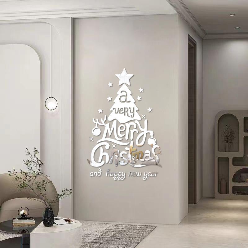 3D Acrylic Christmas Tree Wall Stickers for Living Room Entrance Decor