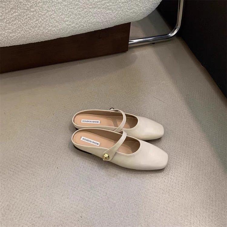 

Flat-bottomed bag head half slippers women s cool slippers soft-soled sandals outside wear evening wind niche single shoes women 40