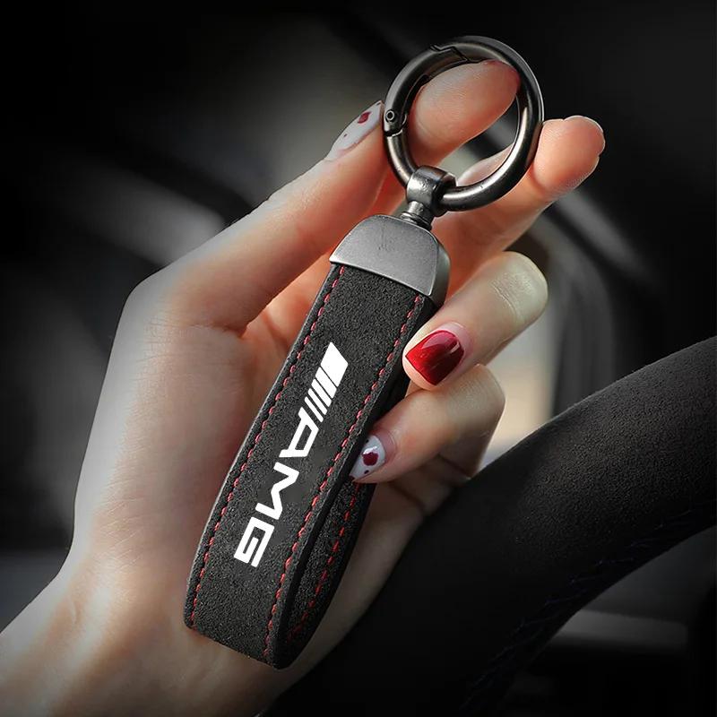 GLC GLB Suede Leather Car Keychain Key Rings For Mercedes Benz AMG W203 W206 W220 W205 W211 W212 W201 W210 W108 W168 Auto Acces
