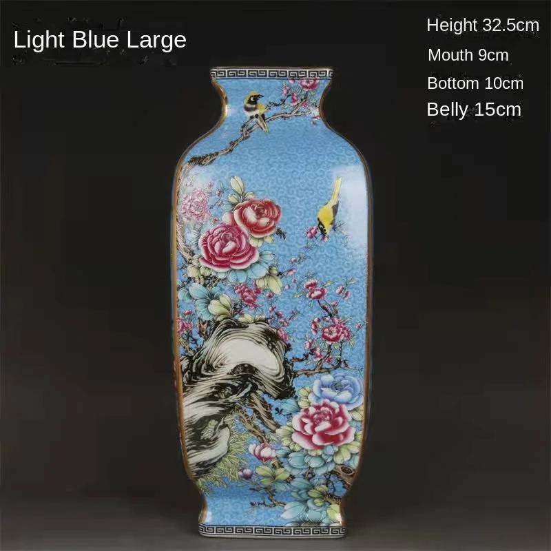 Ваза полностью ручная работа, новая китайская эмалевая керамика, расписанная квадратная бутылка, имитация старинного домашнего настольного украшения 1 шт.