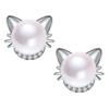 Hot Selling Fashionable Pearl Cat Diamond Earrings