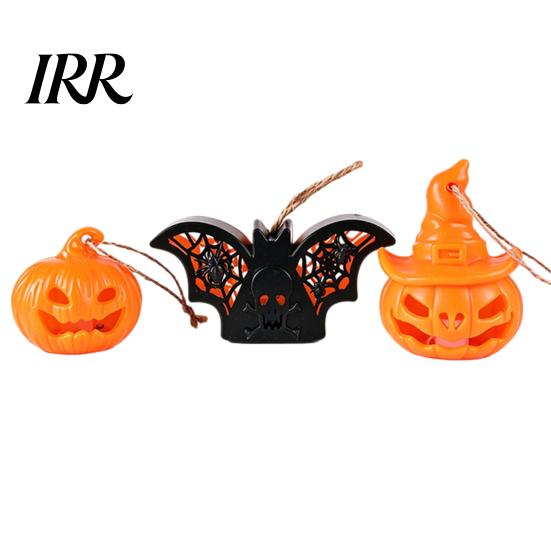 Detailed Halloween Figurine Light Witch Hat Pumpkin Lamp, Bat Skull Hollow LED Night Unique Ornament Lamp for Party, Spooky Tabletop Decor Haunted