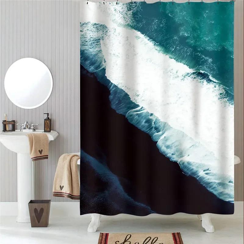 Waterproof Bath Curtains 100% Polyester Fabric Shower Curtain Thinking Elephant Printed Home Decoration Background Screen Decor