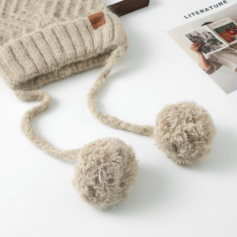 Sweet and Cute Cat Ear Knitted Head Hat Autumn and Winter Fashion Versatile Warm Wool Hat Outdoor Cold Proof Hat Women