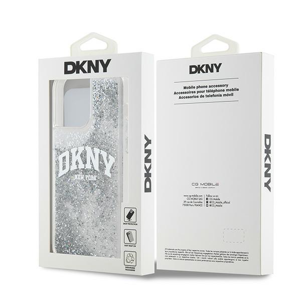 Etui do iPhone 15 Pro Max DKNY Liquid Glitter Big Logo Białe