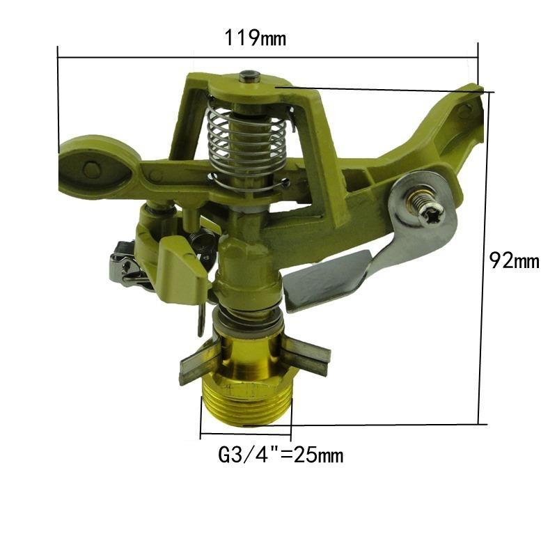 1/2 3/4 Gwint Męski Metalowy Zraszacz Pulsacyjny Stop Cynku 360° Ramię Wahliwe Dysza Rozpylająca Wodę do Szklarni Ogrodu Nawadniania