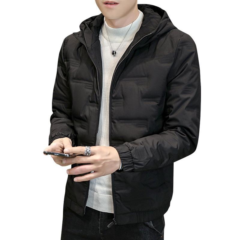 Down jacket men's new autumn and winter trend slim fit light and thin hooded short down warm down jacket