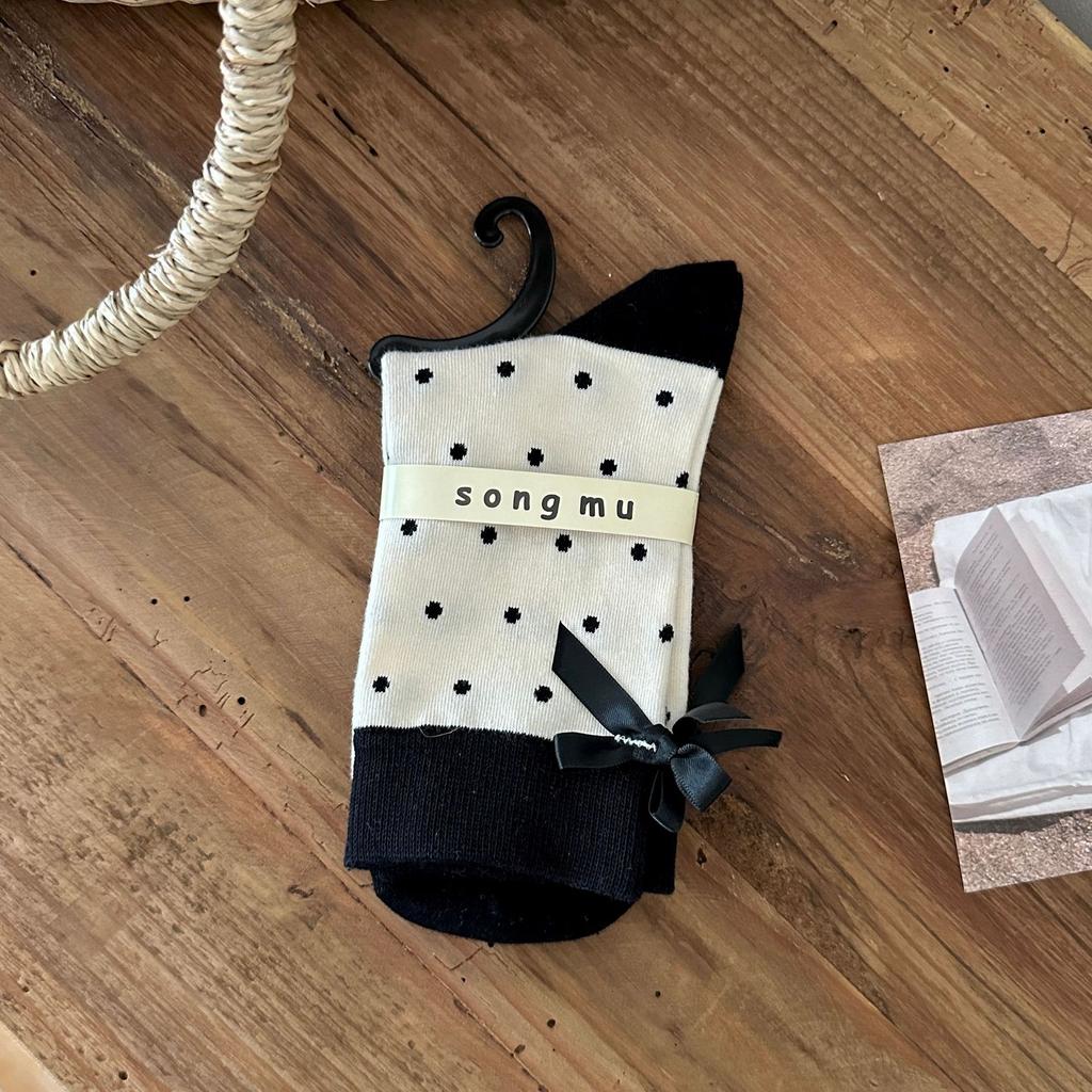 Women's New Autumn and Winter Bow in The Tube Pile Socks