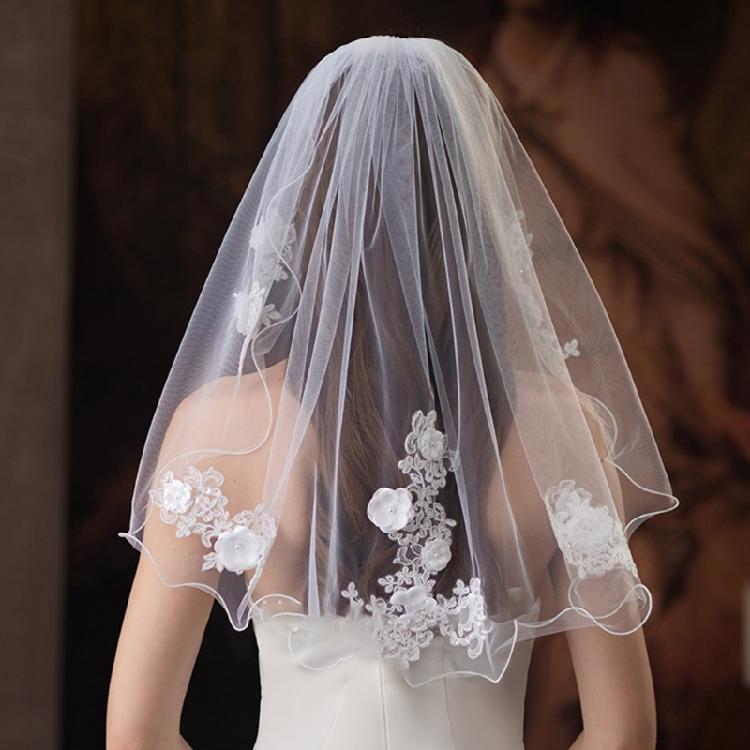 

Двухслойная свадебная фата для свадебного душа, короткая свадебная фата, расческа для волос, фата из тюля для пляжа, свадебная фата подружек невесты