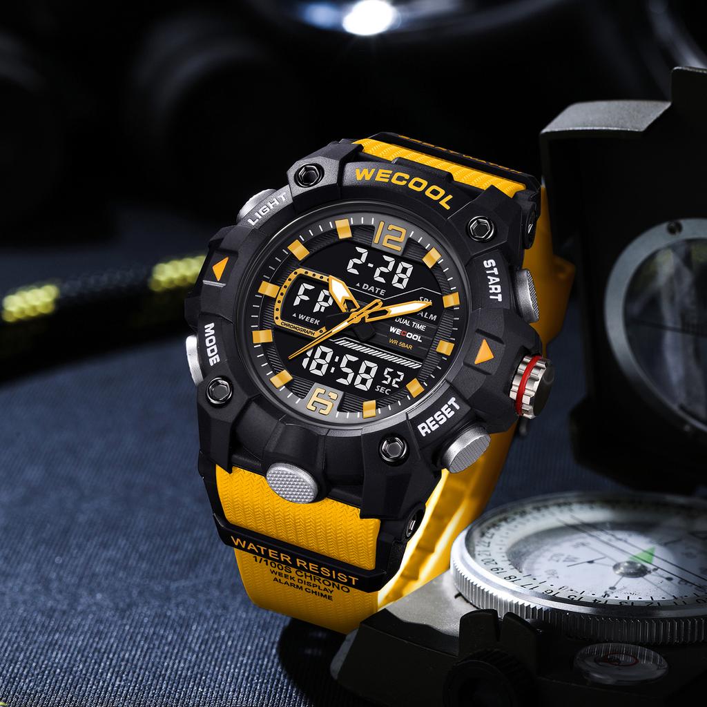  Brand Dual Display Digital W-820 50M Waterproof Alarm Clock Luminous Fashion business Quartz Sport WristwatcWatch For Man