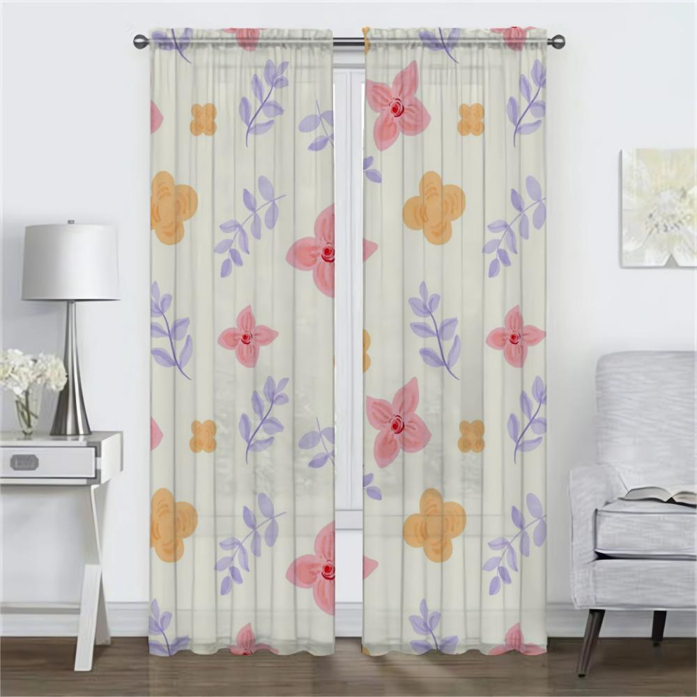 Frische Blumen in Farbe Vorhänge für Wohnzimmer Vorhang Raumteiler Halloween Dekoration Heiminterieur Vorhänge 2 Stück Jalousien