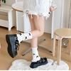 Women Girls Ballet Style Bowknot Leg Warmers Sweet Ribbed Knitted Ruffled Trim Socks Foot Cover Boot Cuffs Accessories