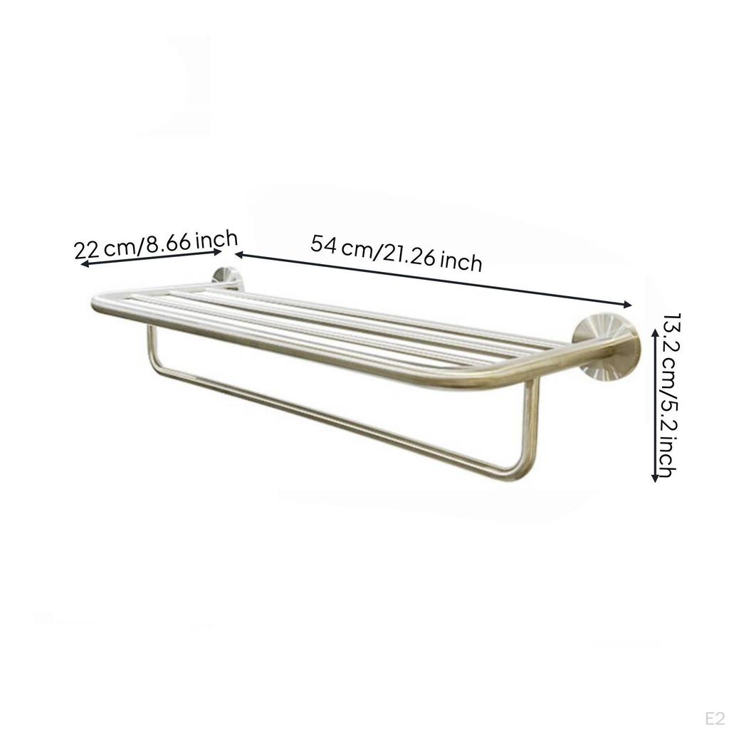 Towel Rack with Shelf Stainless Steel WallAttached Rustproof Mirror Light