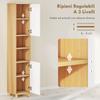 Bathroom Cabinet With 2 Cupboards And Open Shelves Adjustable Internal Shelves 30x30x166 Cm White And Wood
