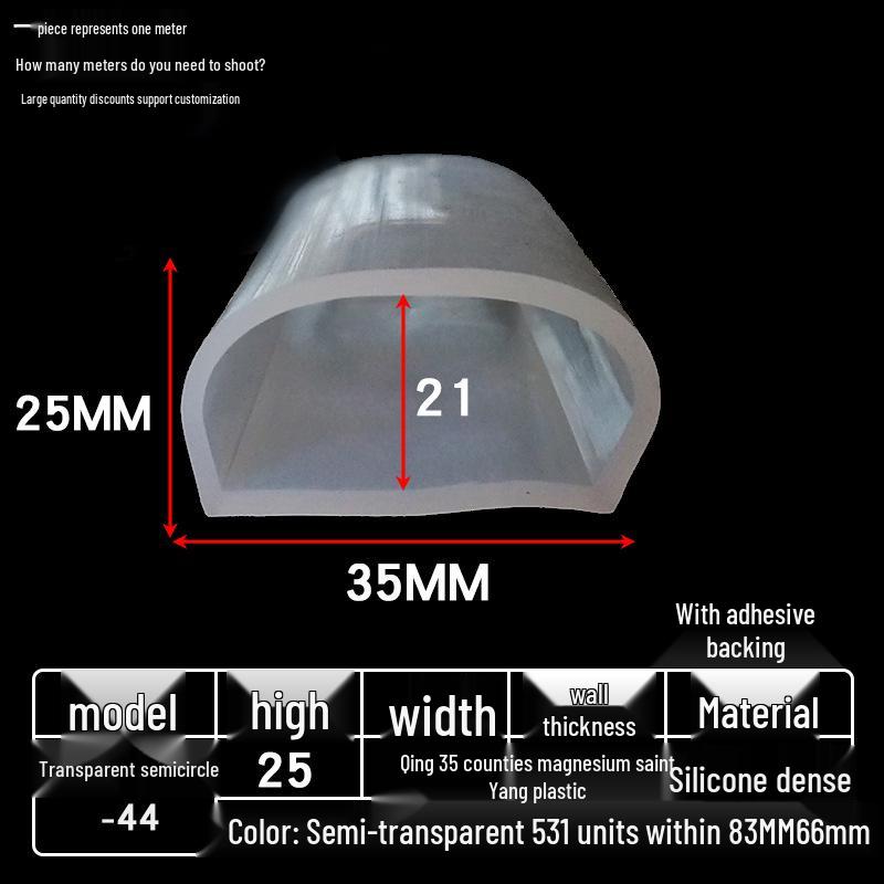 Samolepicí silikonový těsnicí profil ve tvaru D: Vysokoteplotně odolná, nárazuvzdorná, zvukotěsná, průhledná těsnicí lišta na dveře a okna.