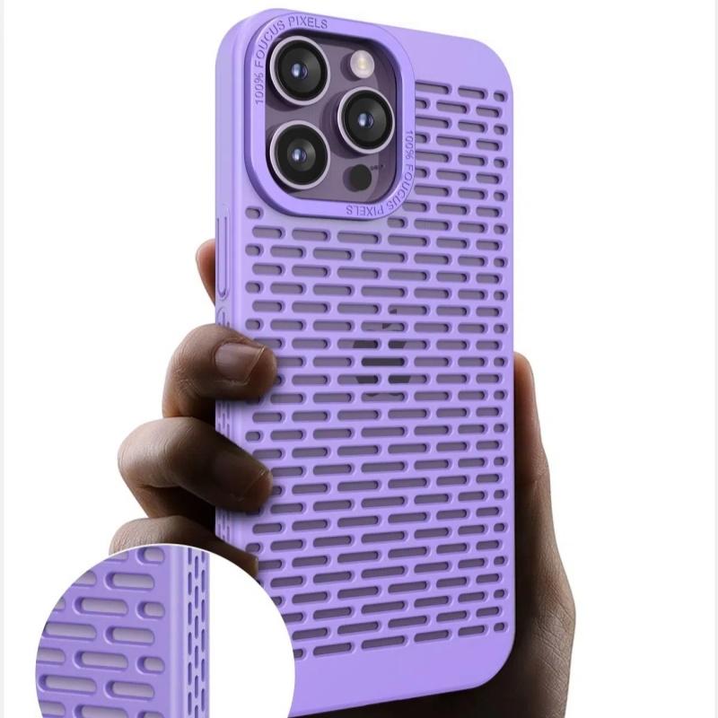 Hollow Out Cooling Heat Dissipation Phone Case For iPhone 16 15 14 Plus 13 12 11 Pro Max Metal Lens Protective Breathable Cover