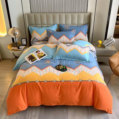 Autumn and Winter Thickened Brushed Pure Cotton Four-piece Quilt Cover and Duvet Cover
