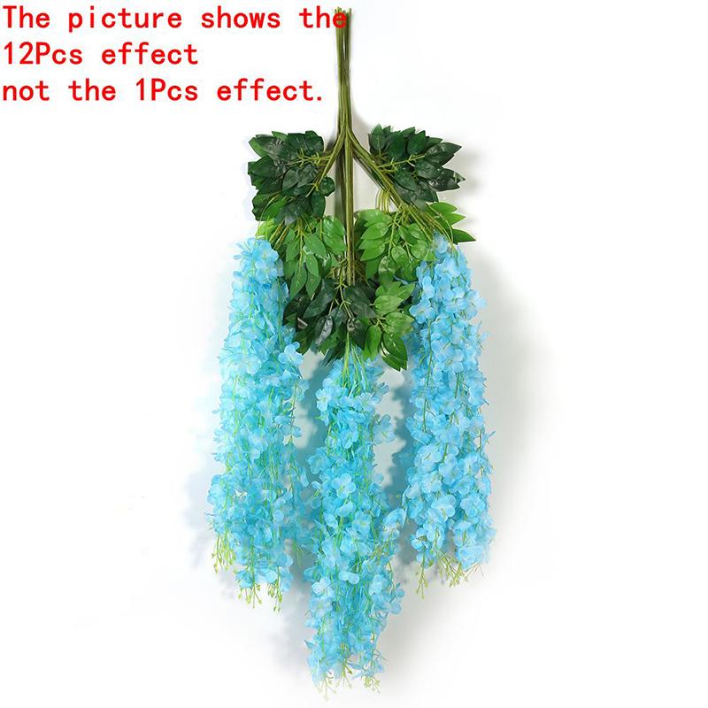 

1/3/5/12 шт. Искусственные цветы Шелковая глициния Лоза Поддельные шелковые Подвесные цветы для Свадебной вечеринки Сада Улицы Дома Настенное украшение 1Pcs синий