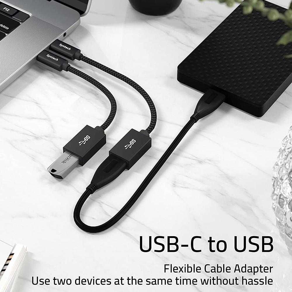 SYNTECH CA2Black 2 Stück USB-C Stecker auf USB-A Buchse Konverter Wärmeableitender Aluminiumlegierungsadapter