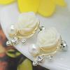 Korean Fashion Zircon Exaggerated Earrings New Style Korean Women Ol Pink Rose Imitation Pearl Crystal Earrings Wholesale