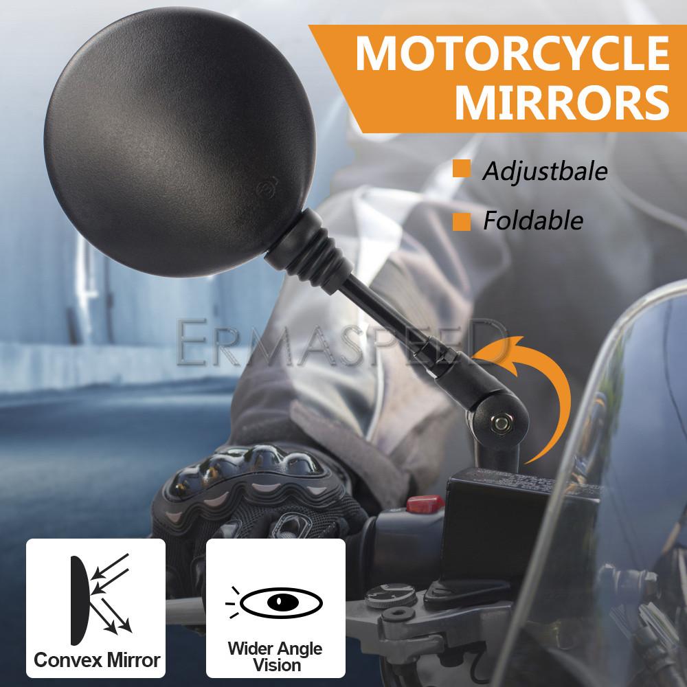 Universelle runde Motorradspiegel, 10 mm, faltbar, ATV-Rückspiegel, 360° verstellbar, Lenker, Roller, Dirt Bike, Seite