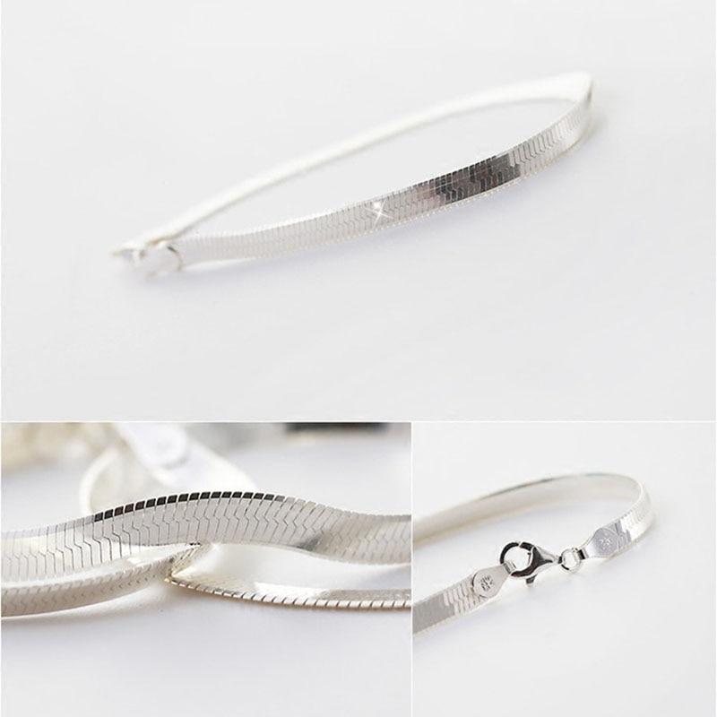 Foxanry 925 Sterling Silver Bracelets For Women Summer New Trend Elegant Simple Flat Snake Texture Party Jewelry Birthday Gifts