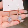 Real Gold Electroplating Surface Is Very Bright, Ear Hook, Bow Zircon Leaf Earrings, Exquisite Super Flash, Not Big or Small Earrings.