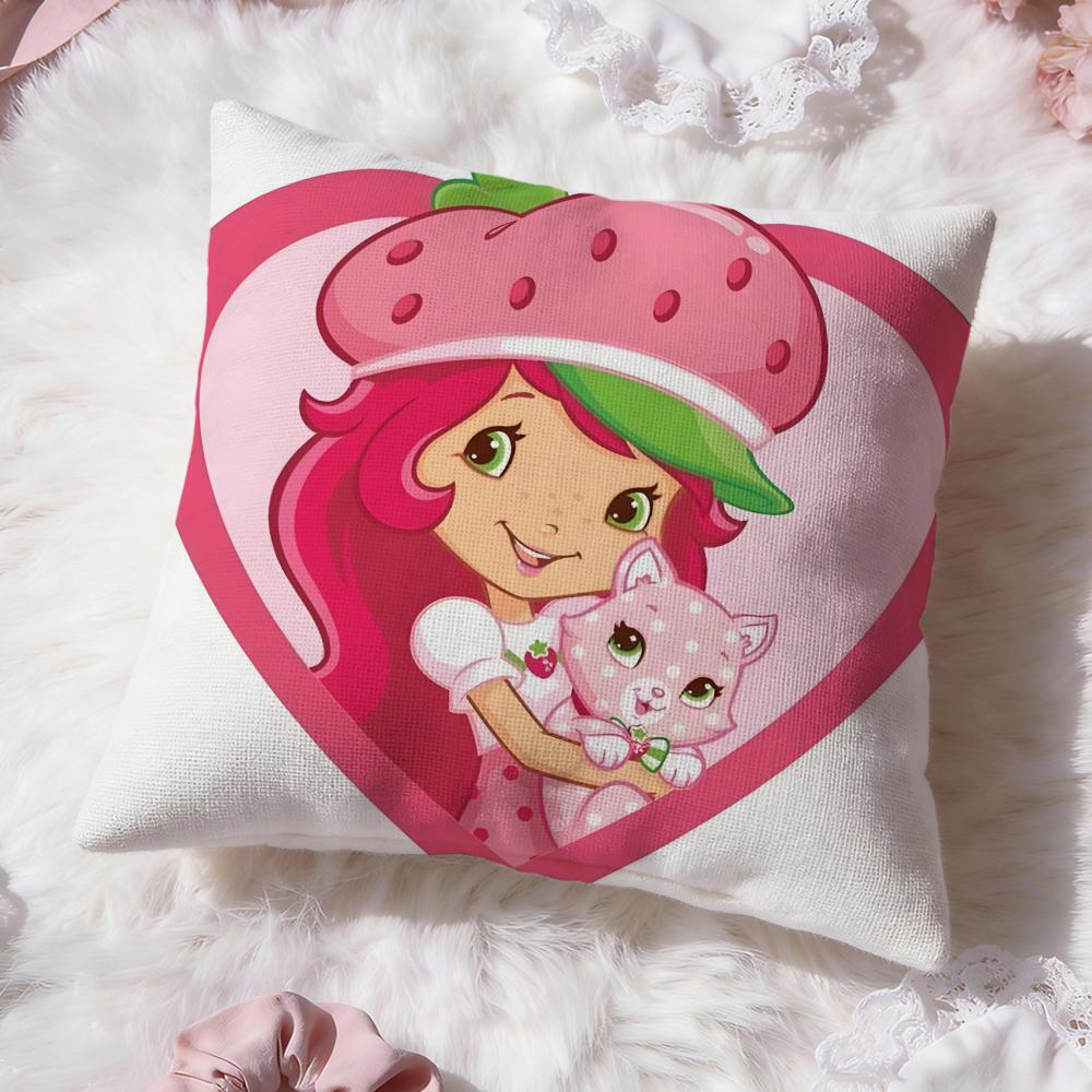 s-Strawberry Shortcake Cushion Cover Premium Comfort Reversible Pillow Cove -Two in One Design for Any Room & Car Interior