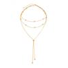 KunJoe Simple Exquisite Round Beads MultiLayer Pendant Necklace Women Vintage Y-Shaped Snake Chain Casual Versatile Jewelry Gift