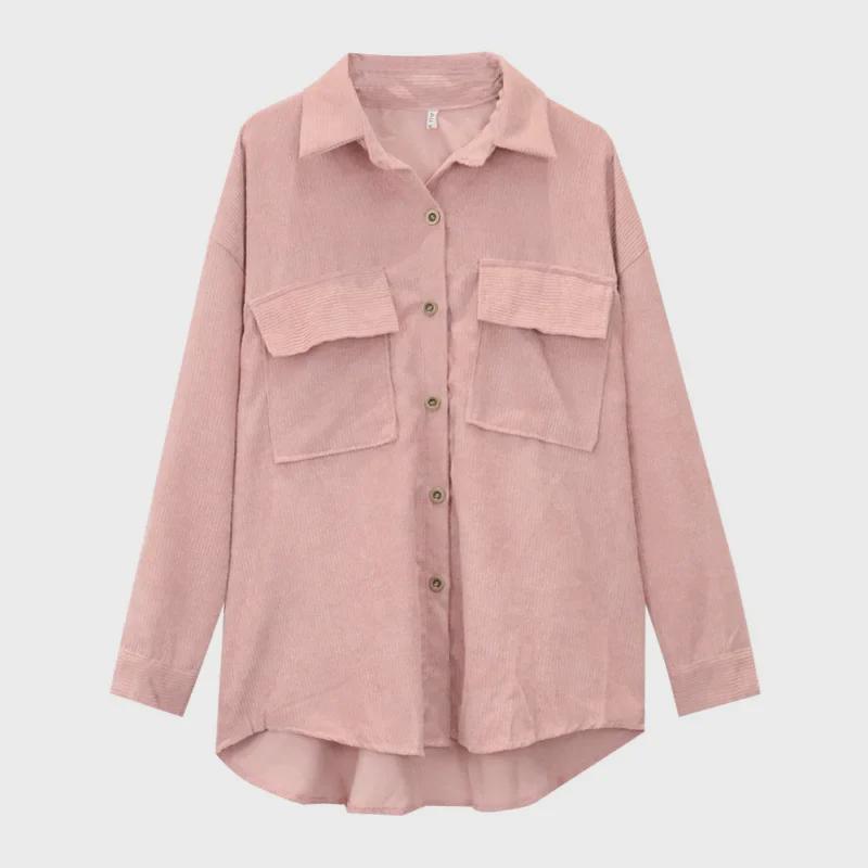 Women's Retro Corduroy Jacket - Korean Style, Loose Fit, Long-Sleeved, Perfect for Spring and Autumn.