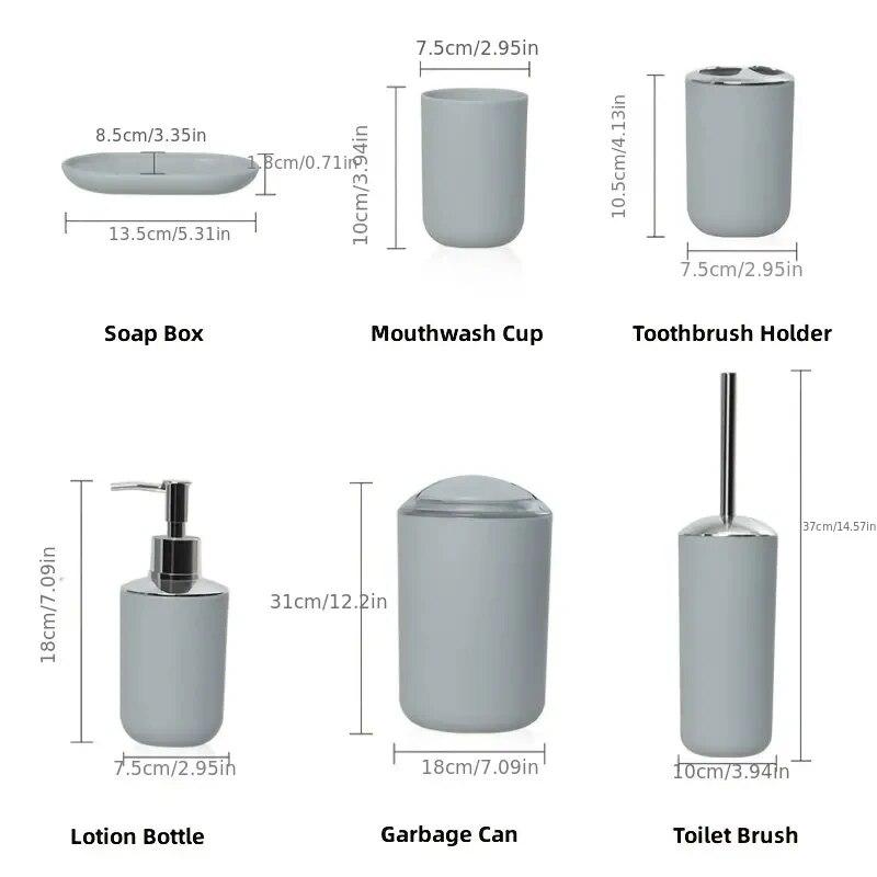 Badezimmerzubehör, 6 Stück/Set Zahnbürstenhalter, Seifenkiste, Toilettenbürste, Badezimmer-Aufbewahrung, Badezimmer-Waschset, waschbar