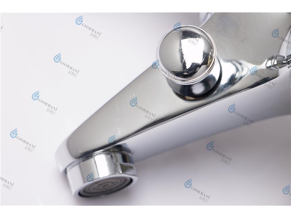 Dual-Use Copper Faucet with Dual Handles and Shower Head for Hot and Cold Basin