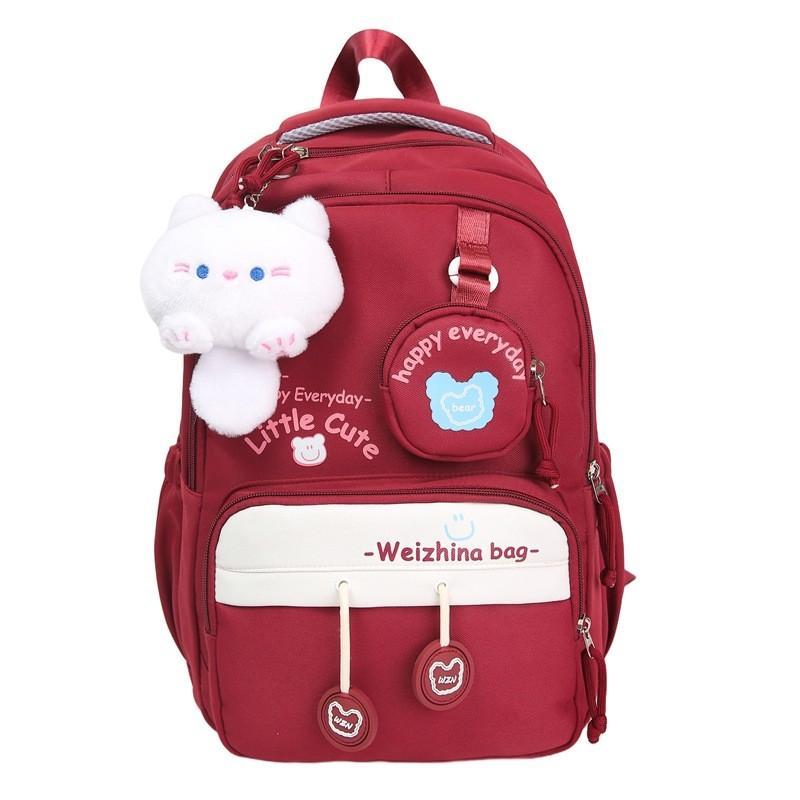 

New Japanese Style Cute Colorblock Backpack For Students With Waterresistant Nylon With Letter Print Design Red