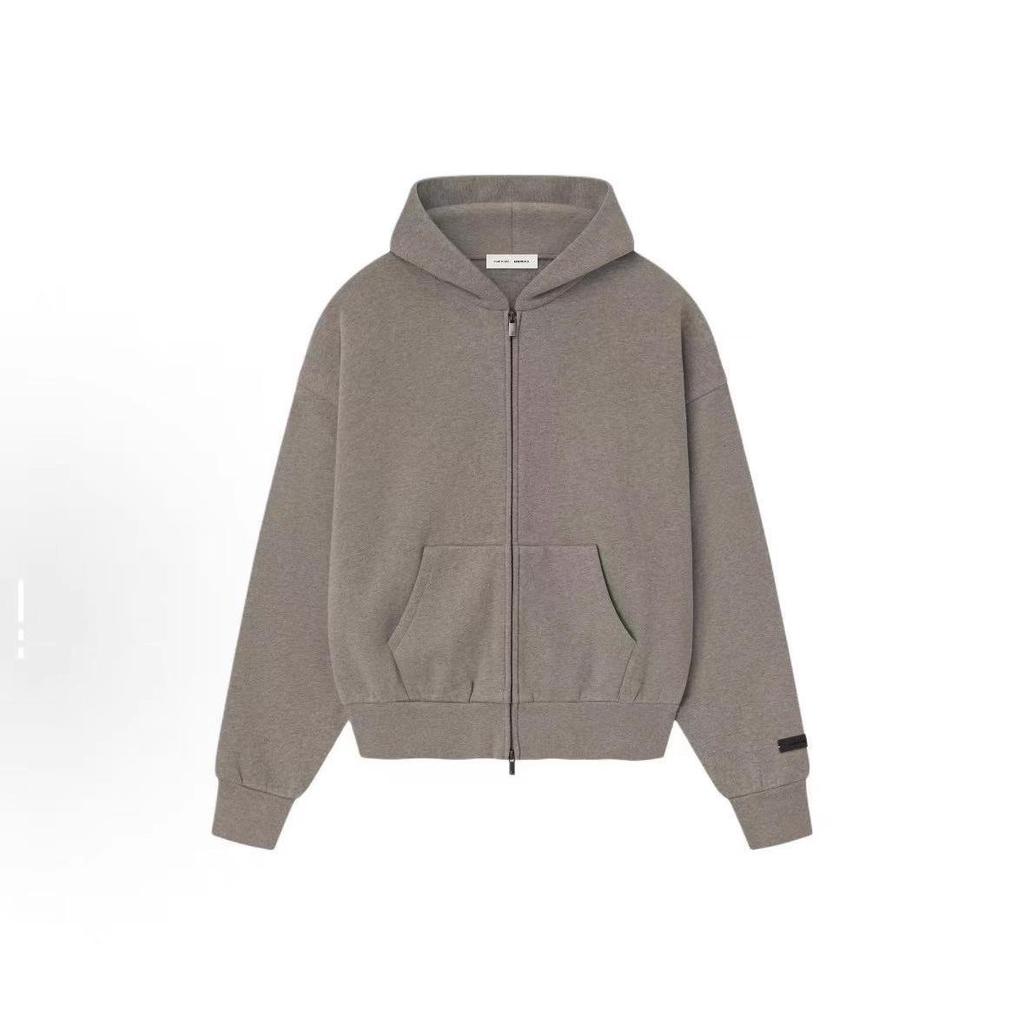 25SS Essentials Unisex Modna Bluza z Kapturem Zapinana na Zamek, Uszczelniona Metalowo, Wyściełana Fleecee na Jesień/Zimę