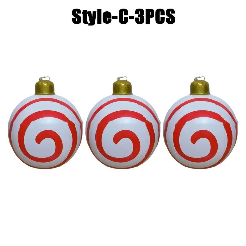 1-5PC Inflatable Christmas Candy Ball Outdoor Lawn Garden Decoration Holiday Ornament Fun Party Prop Festive Scene Display Decor