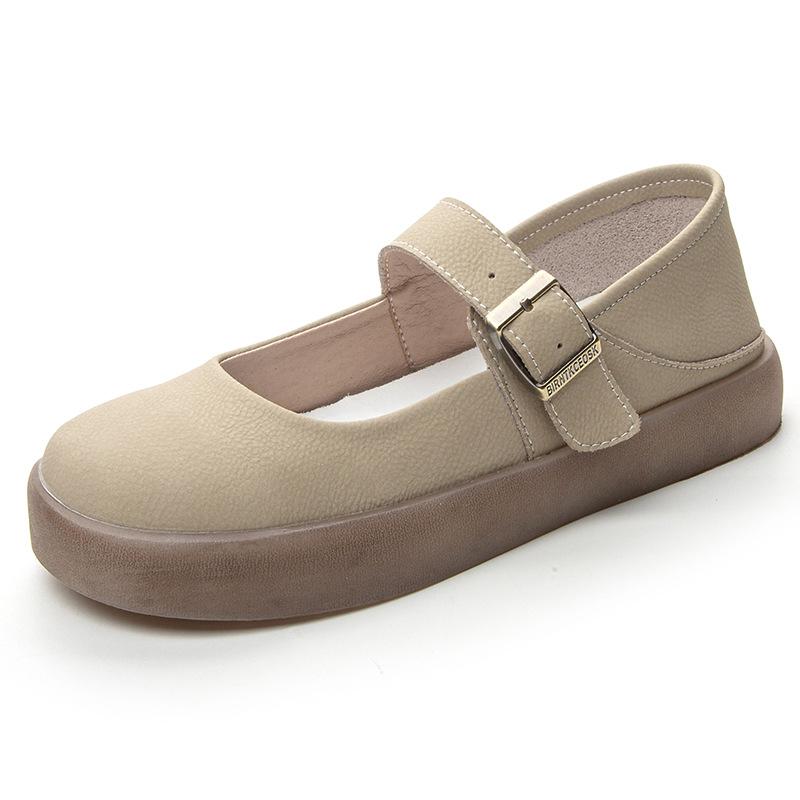 Retro Mary Jane Shoes Bag Head Sandals Fashion Wear Large Size Women'S Shoes Flat Bottom Breathable Single Shoes