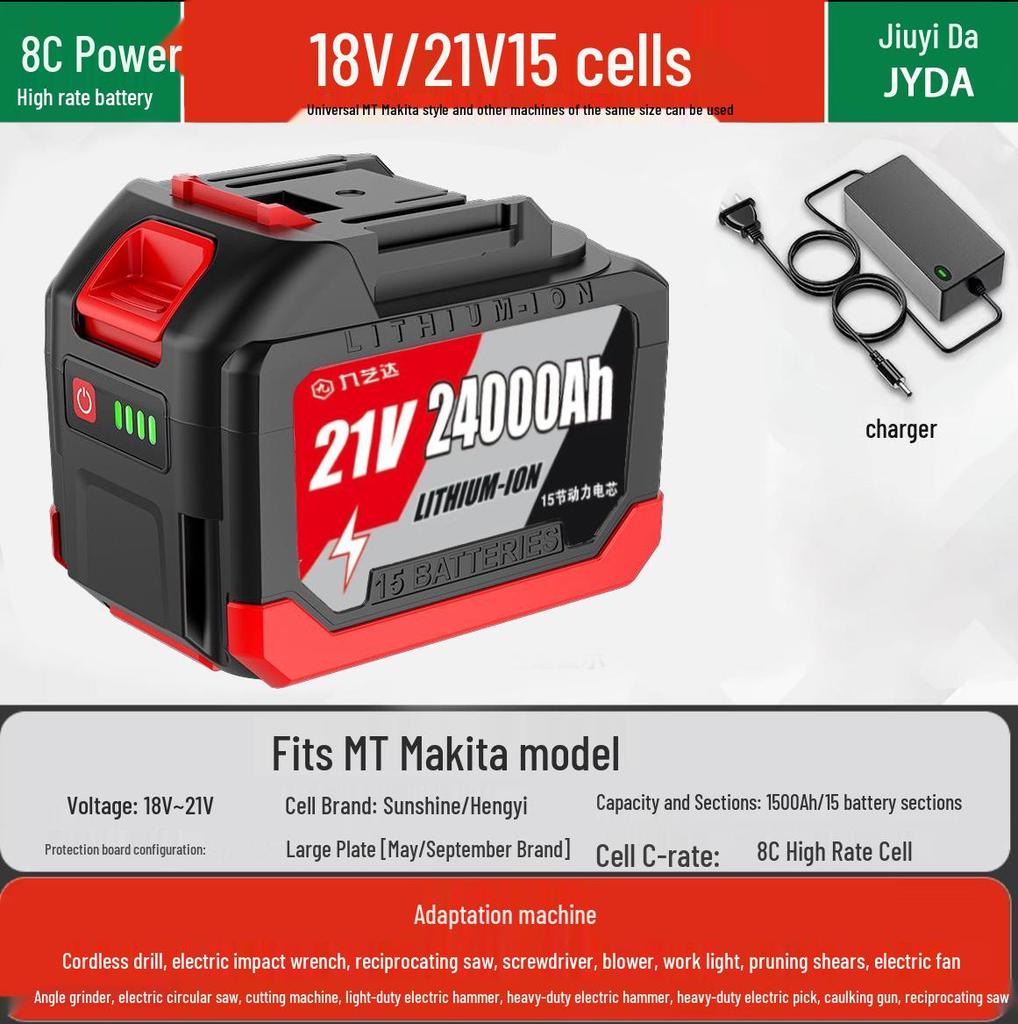 Compatible 21V Lithium Battery for Makita: Electric Wrench, Saw, Washer, Grinder, Impact Wrench