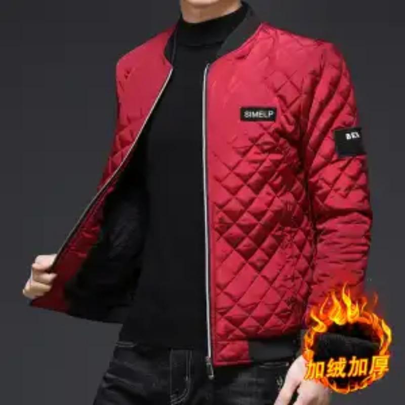 

Пуховик Осень Зима Мужская Парка Хлопковая Куртка Одежда Плюс Бархат L красный