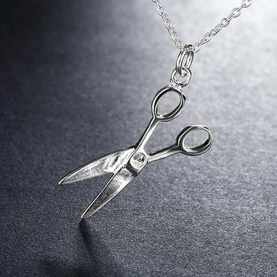 925 Silver Creative Scissor Pendants Necklace For Women Fashion Jewelry