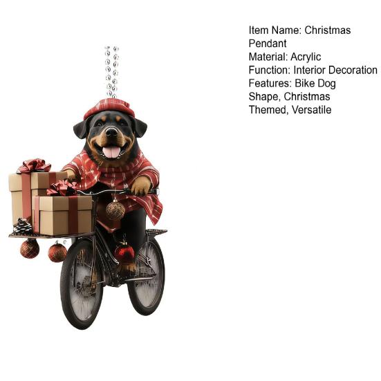 Yousheng Vánoční přívěsek Jasná barva Design s vánoční tématikou Tvar kola a psa 2D akrylová vánoční ozdoba Domácí party dekorace