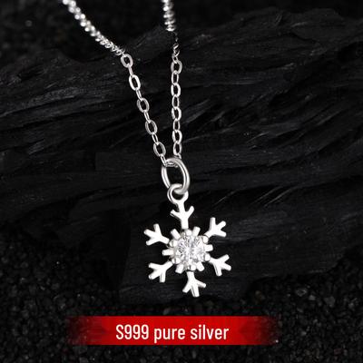 S999 Sterlingsilber Schneeflocke Diamant Halskette: Eleganter, vielseitiger Choker mit einem Nischendesign