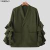 INCERUN Men Lapel Ruffled Splits Sleeve Casual Loose Party Blazer Coats