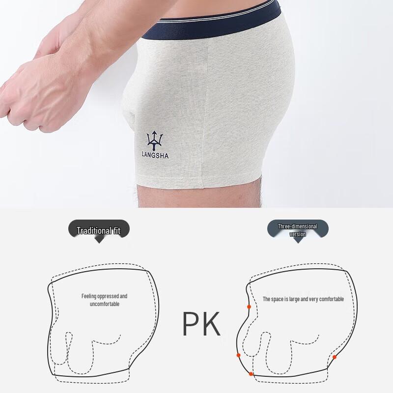 LangSha Men's Cotton Trident Print Boxer Briefs 4-Pack