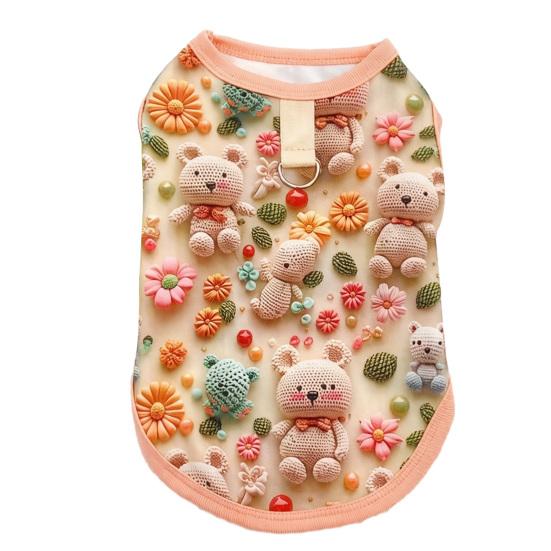 

Summer Pet Clothes Breathable Mesh Fabric with Traction D-ring Lightweight 3D Printing Contrast Edging Dog Vest for Comfortable Stylish Outfits S розовый