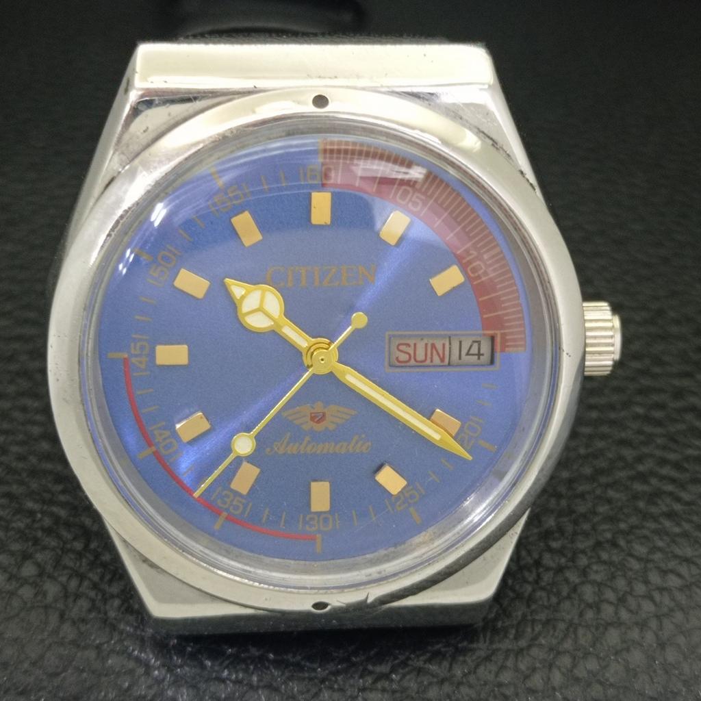 AUTOMATIC VINTAGE CITIZEN 8200 JAPAN MENS BLUE COLOR DIAL WATCH a702141-5 R208-a702141