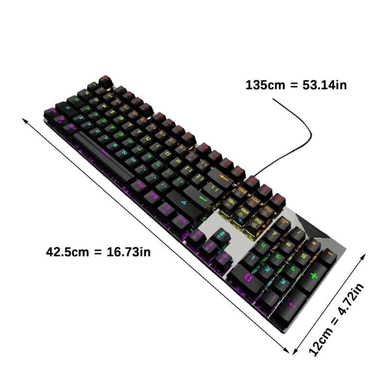 Thin Wireds Mechanical Keyboards RGBs LED Backlighting and ABS Keycaps Blue Switches for Gaming