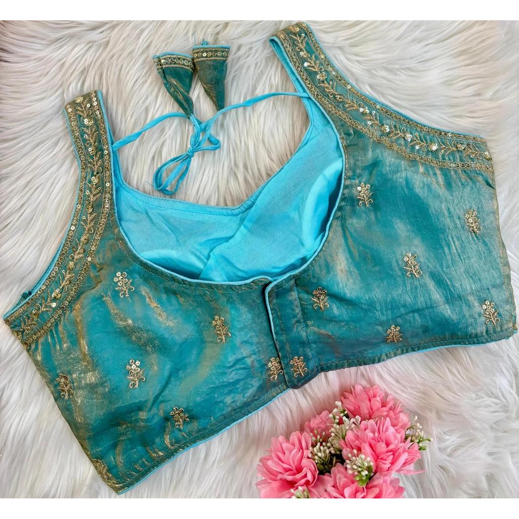 Indian Women's Silk Blend Sleeveless Blouse Bollywood Party Wear Ethnic Choli