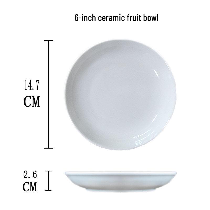 

Pure White Ceramic Plate Set: Fruit, Rice, Vegetable, Deep Soup, Steamed, Cake, and Flat-Bottom Plates